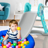 HONEY JOY 3-in-1 Indoor Slide for Kids, Folding Slide Playset with Basketball Hoop & Small Basketball