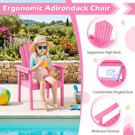 HONEY JOY Outdoor Adirondack Chair, Patio HIPS Chairs w/Wood Grain
