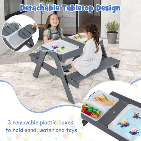 Kids 4-in-1 Sand and Water Table with Removable Boxes and Umbrella