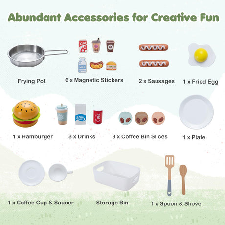 HONEY JOY Kids Food Cart, Pretend Play Market Stand Food Cart
