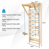 HONEY JOY Wood Stall Bar, Swedish Ladder with Swedish Wall & Pull Up Bar
