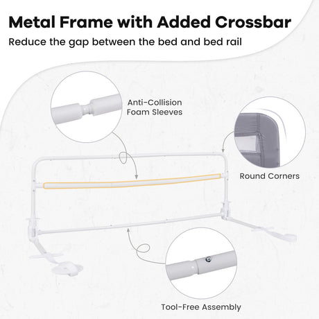 120 CM Toddler Foldable Bed Rail | Kids Safety Bedrail - BABY JOY 