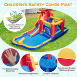 HONEY JOY Inflatable Water Slide, Outdoor Water Park Bouncy House with Ring-tossing with 680W Blower