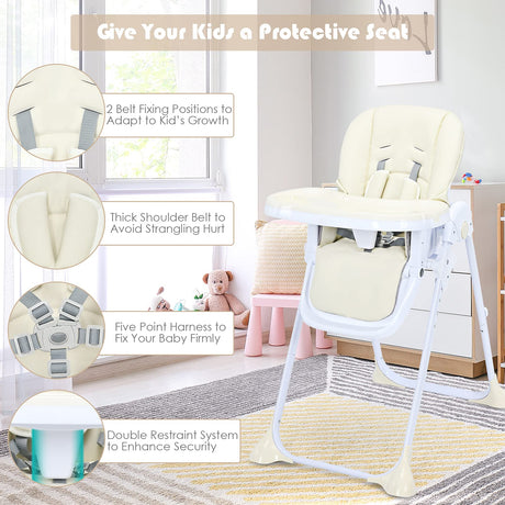 BABY JOY Baby High Chair, Folding Highchair for Toddlers w/Adjustable Height