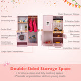 Dual-Sided Kids Play Kitchen, Wooden Kitchen Playset