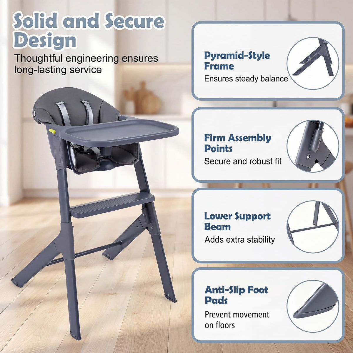 BABY JOY 3-in-1 Washable Baby High Chair
