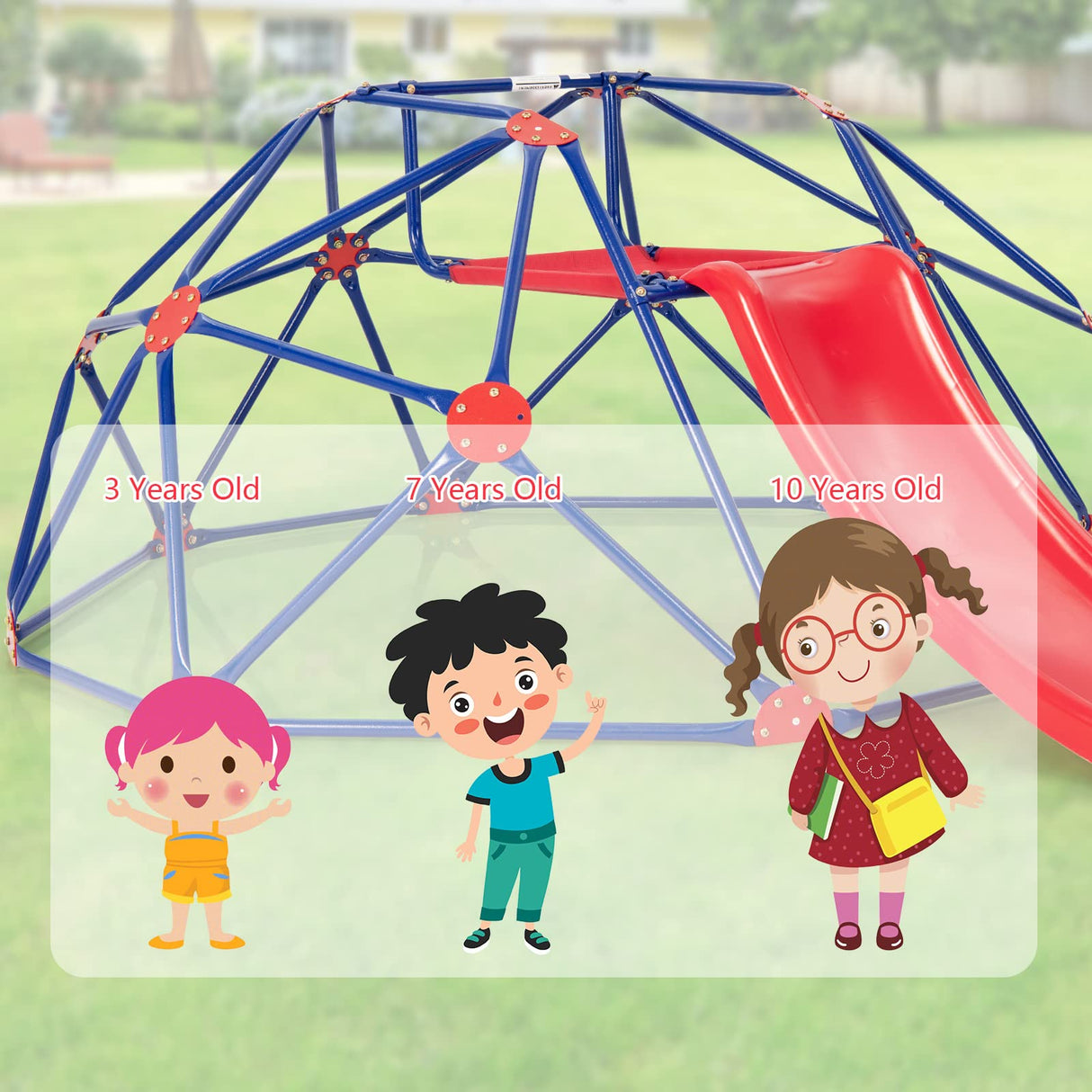 HONEY JOY Climbing Dome & Play Set, 8FT Geometric Dome Climber