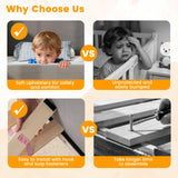 Velvet Fabric Children Floor Bed with Safety Rails and Headboard