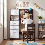 HONEY JOY Kids Desk and Chair Set, Study Table w/Hutch, Bulletin Board