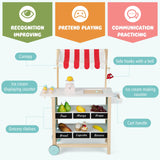 Kids Wooden Ice Cream Cart with Chalkboard & Storage