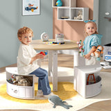 HONEY JOY Kids Table and Chair Set, 5 Piece Toddler Round Nesting Table with 4 Storage Stools for Activity