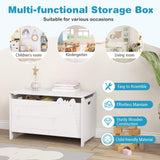 Kids Toy Box Storage Chest, Wooden Trunk Bench w/ Safety Hinge, Children Storage Box w/ Handles