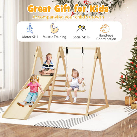 Foldable Montessori Climber Playset with Fun Slide & Adjustable Swing