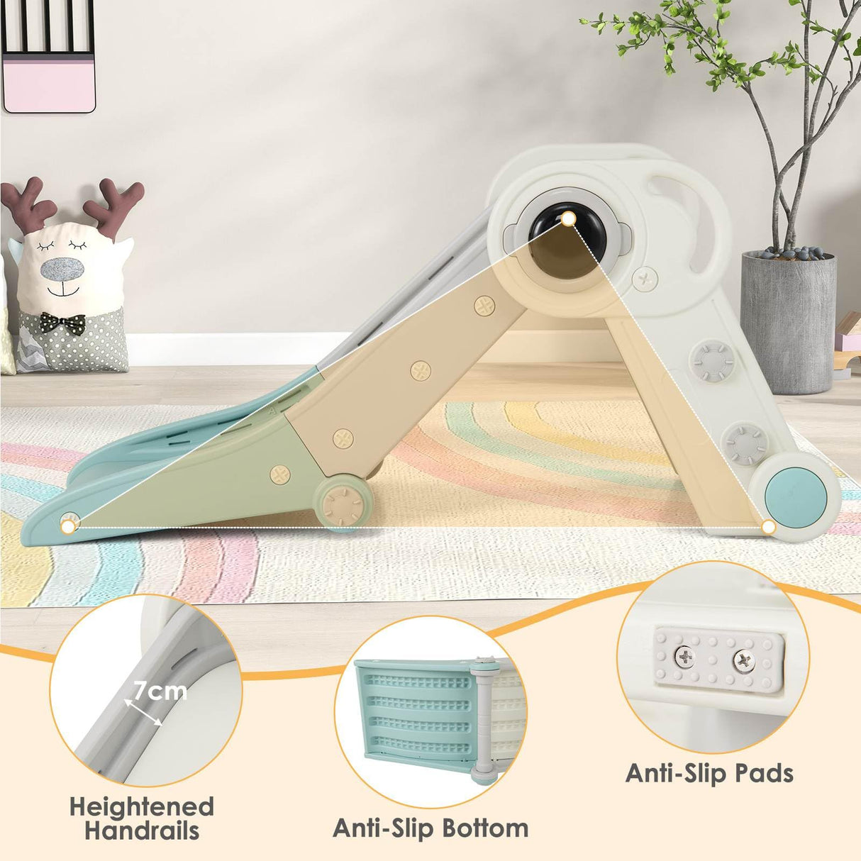 Kids Slide, Indoor Kids Folding Freestanding Slides w/Climber