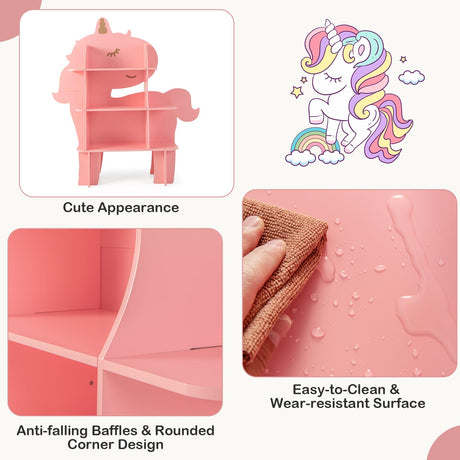 HONEY JOY Bookcase for Kids, 3-Tier Toy Storage Organizer with Open Storage Shelves