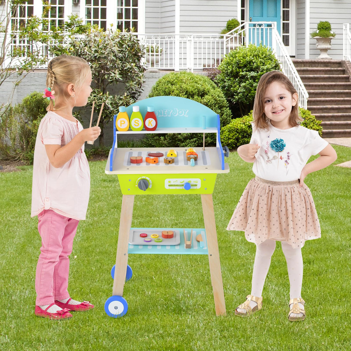 HONEY JOY Kids Pretend Barbecue Grill Play Set, Toy BBQ Grill Set