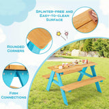 HONEY JOY Kids Wooden Picnic Table Set, Outdoor Children Table with Bench Seats