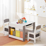 4-in-1 Kids Table and Chair Set, Wooden Activity Table, 2-in-1 Detachable Tabletop Table & Chair Set for Classroom
