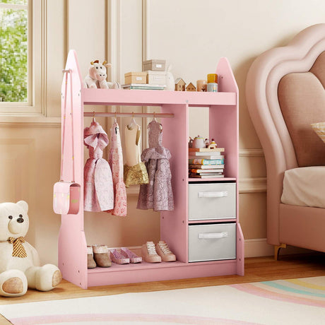 Kids Clothing Rack with Mirror and Cloth Hanger for Kids Room