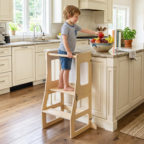 BABY JOY 3-in-1 Foldable Kitchen Standing Tower for Toddlers