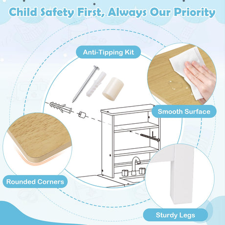HONEY JOY Kids Play Doctor's Office w/Blackboard, Pet Scale, Faucet, Sink