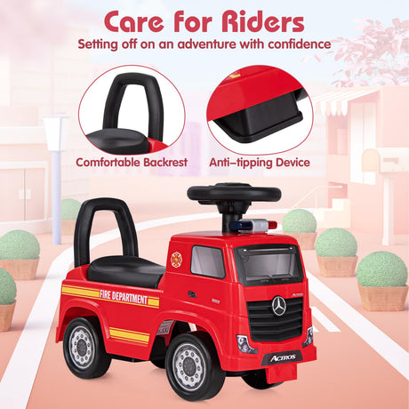 HONEY JOY Mercedes-Benz Licensed Kids' Ride On Truck, Push Fire Engine