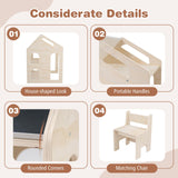 HONEY JOY House-Shaped Kids' Desk w/Chair, 3-in-1 Toddler Art Table Set