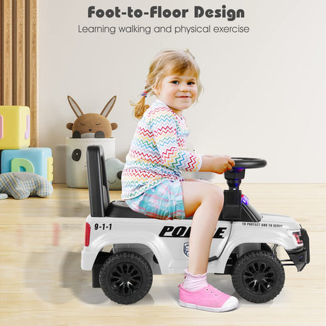 Ride On Push Police Car, Toddler Foot-to-Floor Sliding Toy with Siren