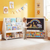 HONEY JOY Double-Sided Kids Bookshelf, Toddler Book Shelf
