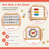 BABY JOY Kids Art Easel, 3 in 1 Wooden Art Easel for Toddlers w/Whiteboard, Chalkboard, Paper Roll
