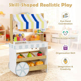 Wooden Ice Cream Cart for Kids, Pretend Play Set with Storage for 3+ Years Old