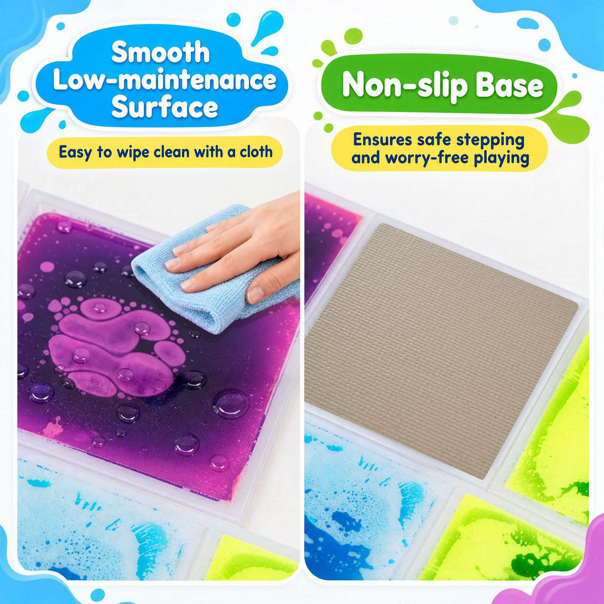 HONEY JOY Glow-in-the-Dark Liquid Sensory Floor Tiles for Toddlers