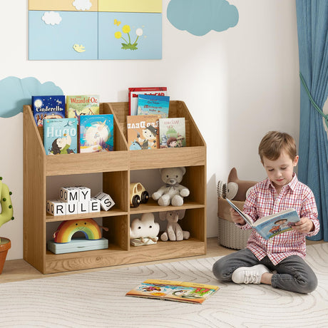 HONEY JOY 3-Tier Kids Bookshelf, Montessori Cube Bookcase for Nursery, Classroom