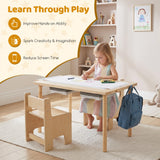 HONEY JOY Kids Sensory Table and Chair Set with Adjustable Height for 3+