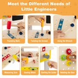 HONEY JOY Kids Wooden Tool Workbench Toy, Pretend Play Workbench Set for Children w/Blackboard