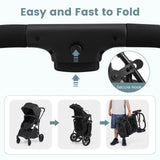 2-in-1 Foldable Baby Stroller with Reversible Seat and Adjustable Backrest