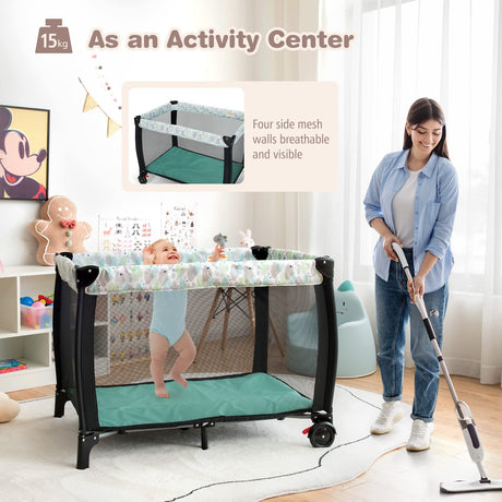 BABY JOY 3-in-1 Portable Baby Bassinets, Folding Travel Cot for Infant Toddler