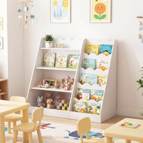 HONEY JOY Kids Bookshelf, Toddler Bookcase Toy Organizer