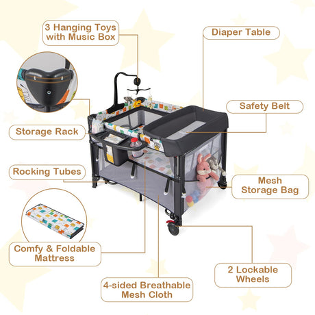 BABY JOY 5-in-1 Baby Bassinet