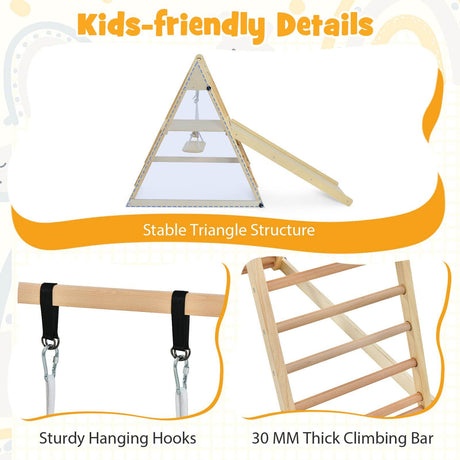 Foldable Montessori Climber Playset with Fun Slide & Adjustable Swing