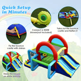 HONEY JOY Inflatable Bounce House, 8 in 1 Kids Jumping Castle w/2 Slides, Jumping Area