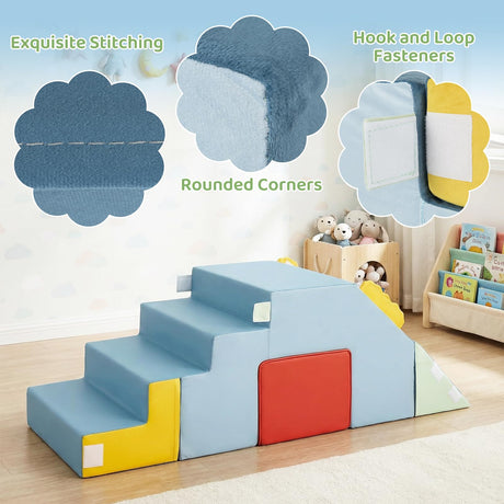 BABY JOY Kids Climb & Crawl Playset, Toddler Climber with Slide & Stairs