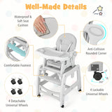 BABY JOY 3-in-1 Baby High Chair, Convertible Feeding Chair Toddler Table Chair Set w/Removable 4-Position Tray, Seat Cushion
