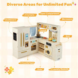 Corner Play Kitchen with Lights and Sounds Large Pretend Kitchen Playset