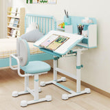 Kids Study Desk & Chair Set, Height-Adjustable Student Writing Table w/Chair