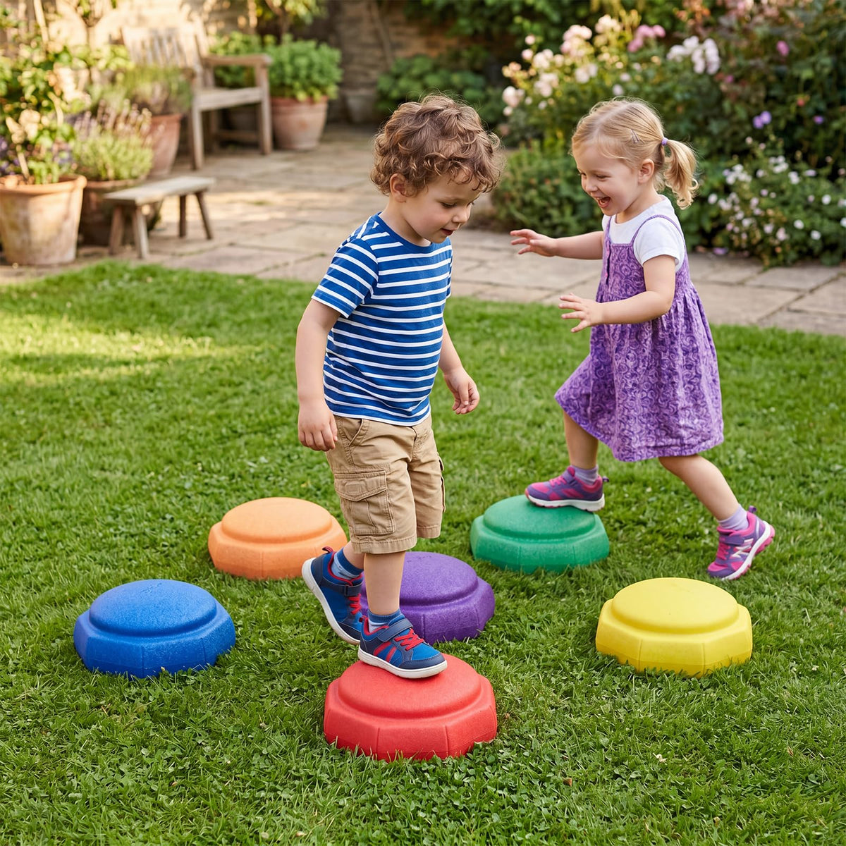 HONEY JOY 6-Piece Stepping Stones for Boys and Girls Aged 3+ Years Old