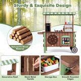 HONEY JOY Kids Food Cart, Pretend Play Market Stand Food Cart