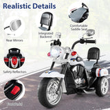 6V Kids Motorcycle 3-Wheel with Headlight and Horn White