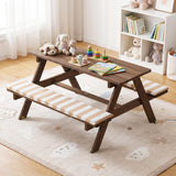HONEY JOY Kids Picnic Table with Bench, Fir Wood Toddler Outdoor Table Set