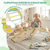 HONEY JOY 8-in-1 Wooden Triangle Set, Foldable Montessori Climbing Toys